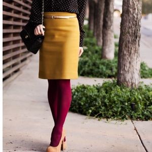 J.crew double serge, wool skirt in mustard color.